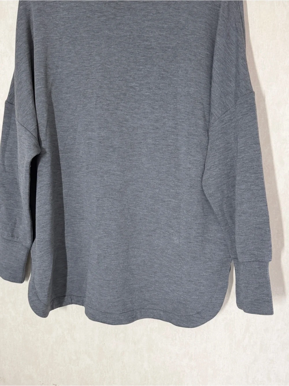 Varley Women’s Bay Sweat Pullover Lightweight Doubleface Mock Neck in Gray L